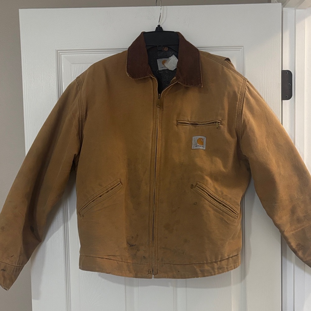 Carhartt Vintage tan duck canvas blanket lined coat
